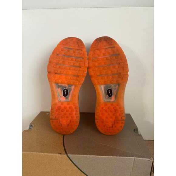 Nike Air Max Flyknit Wolf Grey/Volt Orange Sneakers - SZ M 6- W 7.5